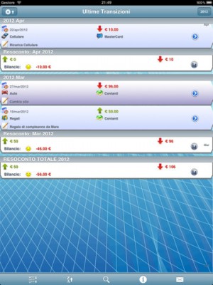 amoney applicazione gestione conto corrente ipad